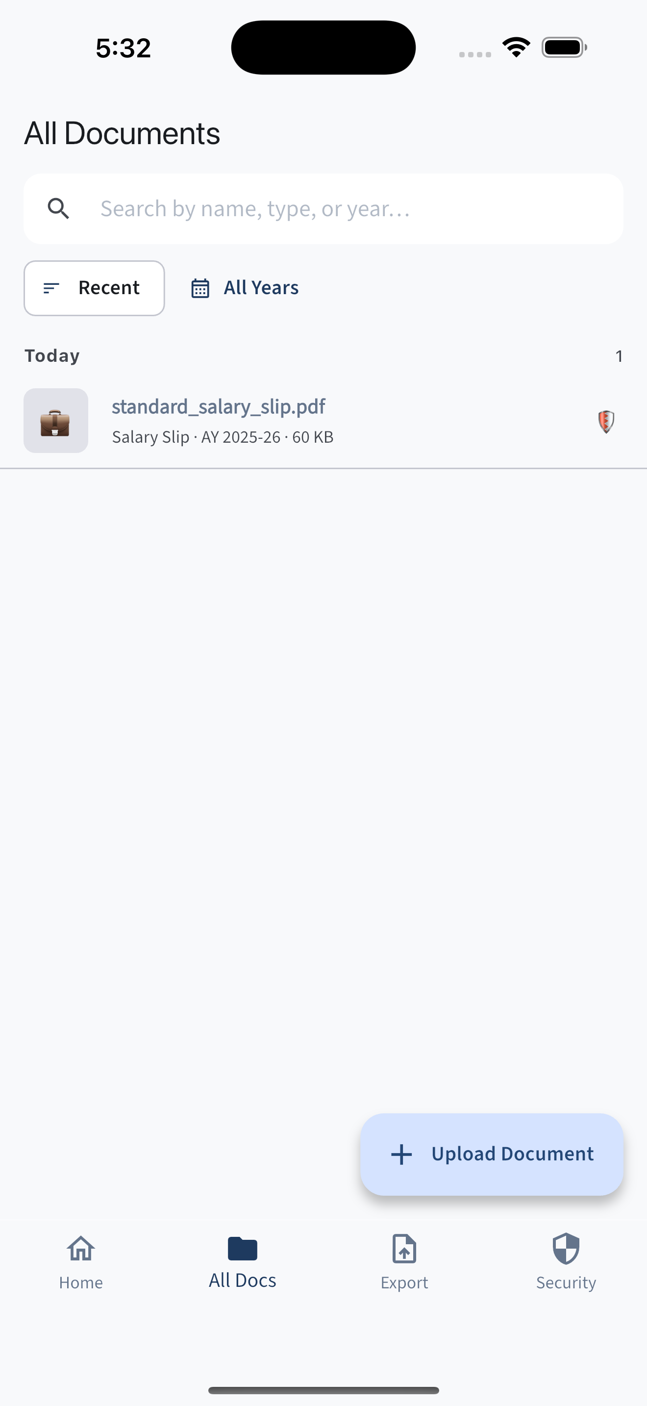 KarSafe app — search across all documents and years by name, type or year